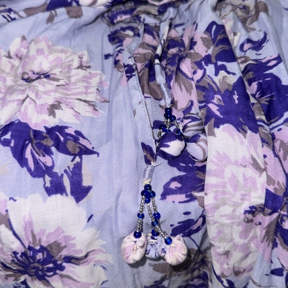 Mix Nouvuea Purple Floral Cotton Blend Drawstring Maxi Skirt Spring Time Size S - Picture 9 of 10